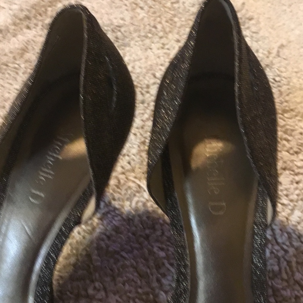 Michelle D Black Glitter Peep-Toe Heels - Picture 3 of 14